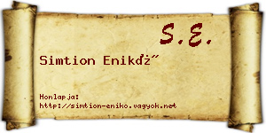 Simtion Enikő névjegykártya